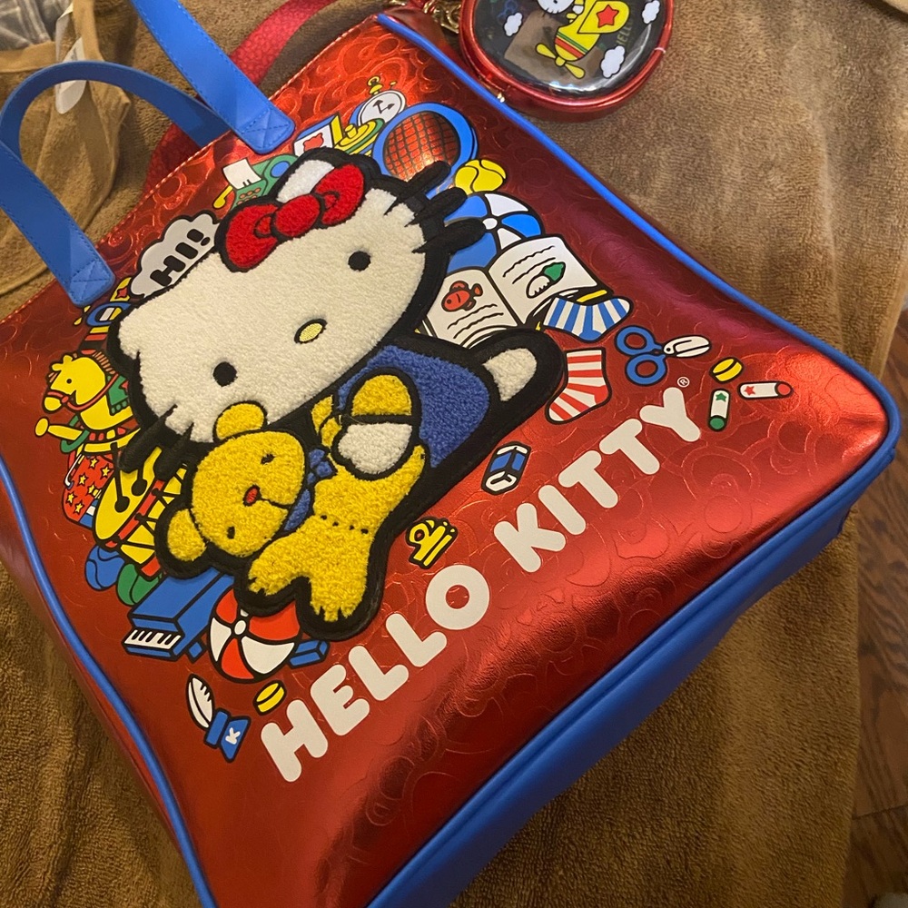 Hello Kitty 50th Anniversary Metallic Bag w/Coin Bag Loungefly BRAND  like new